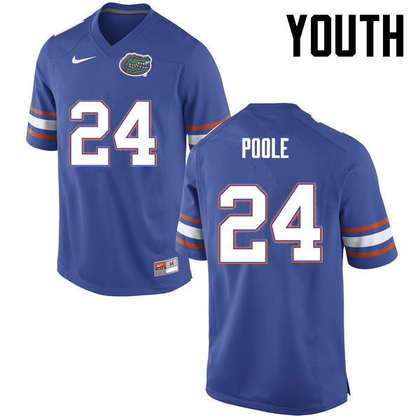 Youth Florida Gators #24 Brian Poole College Football Jerseys-Blue